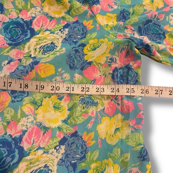 Vintage Jaylan of California Button Up XL Artsy Boho Bloom Roll Tab 3/4 Sleeve - Picture 5 of 6